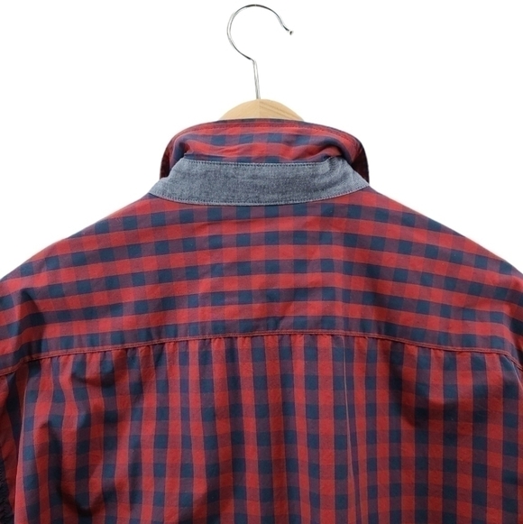 Le 31 Simons Red Dress Button Down Checkered Long Sleeve Shirt Men's XL Flannel - Picture 8 of 8